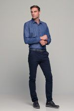 Μπλε ανδρικό πουκάμισο PAPARAZZI με τσεπάκι - Classic fit