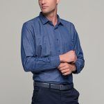 Μπλε ανδρικό πουκάμισο PAPARAZZI με τσεπάκι - Classic fit