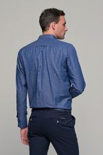 Μπλε ανδρικό πουκάμισο PAPARAZZI με τσεπάκι - Classic fit