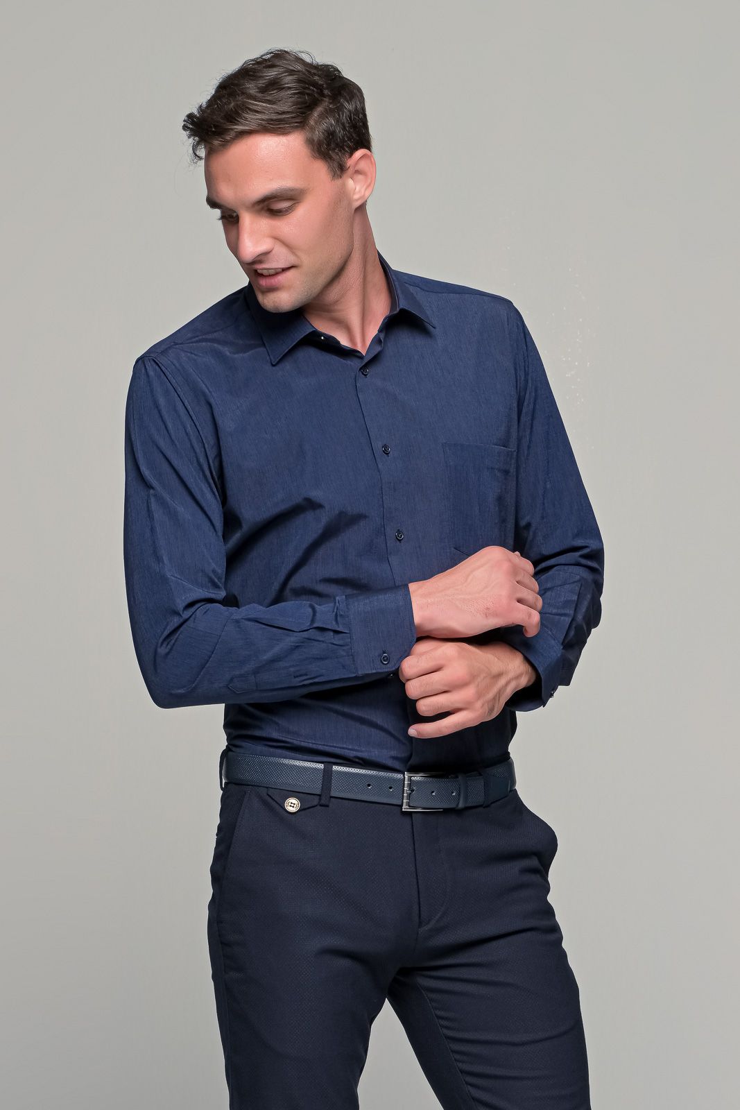 Μπλε navy ανδρικό πουκάμισο PAPARAZZI με τσεπάκι - Classic fit