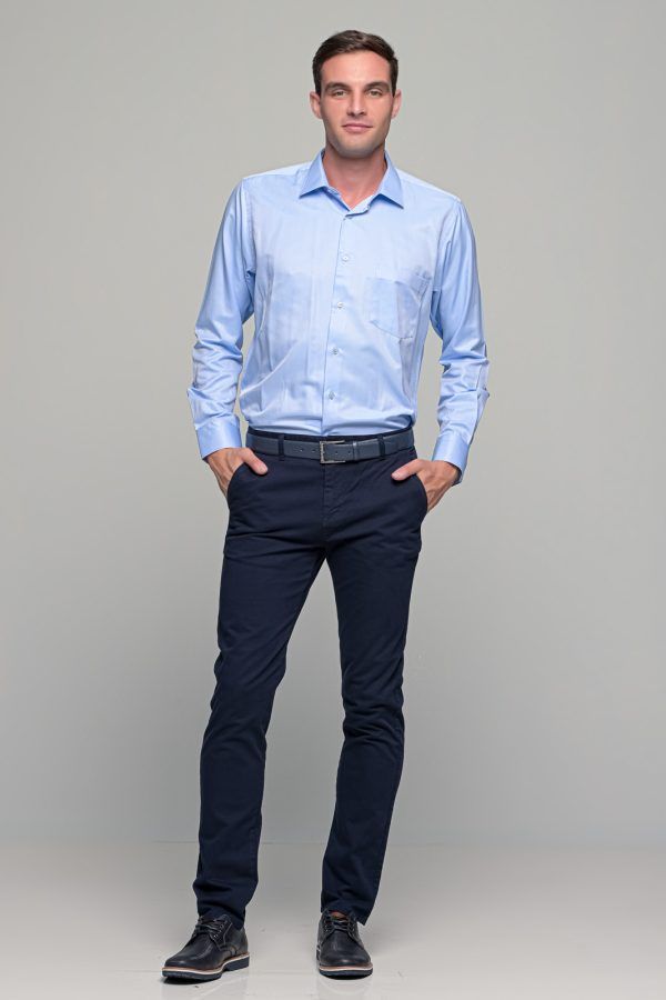 Μπλε σιελ ανδρικό πουκάμισο PAPARAZZI με τσεπάκι - Classic fit