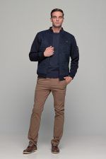 Βαμβακερό μπλε ανδρικό πλεκτό FR με λαιμόκοψη - regular fit