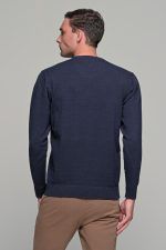 Βαμβακερό μπλε ανδρικό πλεκτό FR με λαιμόκοψη - regular fit