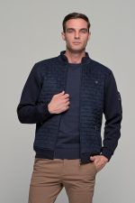 Βαμβακερό μπλε ανδρικό πλεκτό FR με λαιμόκοψη - regular fit