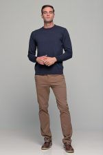 Βαμβακερό μπλε ανδρικό πλεκτό FR με λαιμόκοψη - regular fit