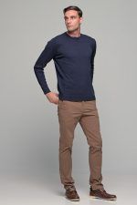 Βαμβακερό μπλε ανδρικό πλεκτό FR με λαιμόκοψη - regular fit