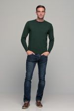 Βαμβακερό πράσινο ανδρικό πλεκτό FR με λαιμόκοψη - regular fit