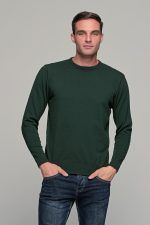 Βαμβακερό πράσινο ανδρικό πλεκτό FR με λαιμόκοψη - regular fit