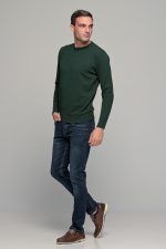 Βαμβακερό πράσινο ανδρικό πλεκτό FR με λαιμόκοψη - regular fit