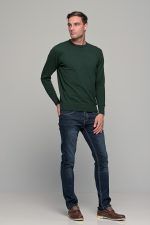 Βαμβακερό πράσινο ανδρικό πλεκτό FR με λαιμόκοψη - regular fit
