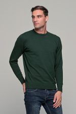 Φθηνό αμβακερό πράσινο ανδρικό πλεκτό FR με λαιμόκοψη - regular fit