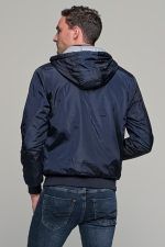 Μπλε ανδρικό μπουφάν bomber αδιάβροχο διπλής όψης - slim fit
