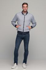 Μπλε ανδρικό μπουφάν bomber αδιάβροχο διπλής όψης - slim fit