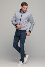 Μπλε ανδρικό μπουφάν bomber αδιάβροχο διπλής όψης - slim fit