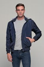 Μπλε ανδρικό μπουφάν bomber αδιάβροχο διπλής όψης - slim fit