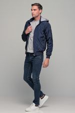 Μπλε ανδρικό μπουφάν bomber αδιάβροχο διπλής όψης - slim fit