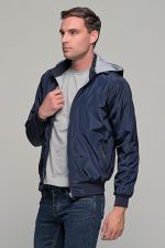 Μπλε ανδρικό μπουφάν bomber αδιάβροχο διπλής όψης - slim fit