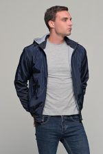 Μπλε ανδρικό μπουφάν bomber αδιάβροχο διπλής όψης - slim fit