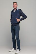 Μπλε ανδρικό μπουφάν bomber αδιάβροχο διπλής όψης - slim fit