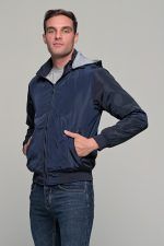 Μπλε ανδρικό μπουφάν bomber αδιάβροχο διπλής όψης - slim fit