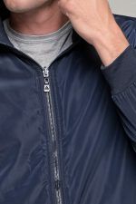 Μπλε ανδρικό μπουφάν bomber αδιάβροχο διπλής όψης - slim fit