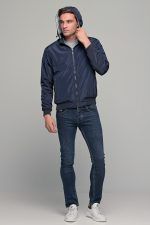 Μπλε ανδρικό μπουφάν bomber αδιάβροχο διπλής όψης - slim fit