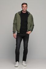 Πράσινο ανδρικό μπουφάν bomber αδιάβροχο διπλής όψης - slim fit