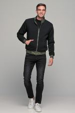 Πράσινο ανδρικό μπουφάν bomber αδιάβροχο διπλής όψης - slim fit