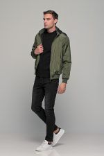 Πράσινο ανδρικό μπουφάν bomber αδιάβροχο διπλής όψης - slim fit