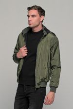 Πράσινο ανδρικό μπουφάν bomber αδιάβροχο διπλής όψης - slim fit