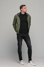 Πράσινο ανδρικό μπουφάν bomber αδιάβροχο διπλής όψης - slim fit