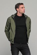 Πράσινο ανδρικό μπουφάν bomber αδιάβροχο διπλής όψης - slim fit