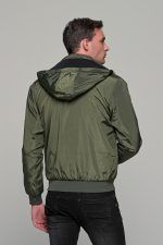Πράσινο ανδρικό μπουφάν bomber αδιάβροχο διπλής όψης - slim fit