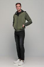 Πράσινο ανδρικό μπουφάν bomber αδιάβροχο διπλής όψης - slim fit
