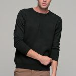 Μαύρο ανδρικό πλεκτό GR με διακριτικό μικροσχέδιο βαμβακερό