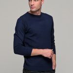 Mπλε ανδρικό πλεκτό GR με διακριτικό μικροσχέδιο βαμβακερό