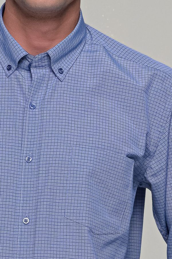 Καρό ανδρικό πουκάμισο PAPARAZZI μπλε σιελ με τσεπάκι - Classic fit