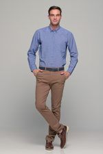 Καρό ανδρικό πουκάμισο PAPARAZZI μπλε σιελ με τσεπάκι - Classic fit