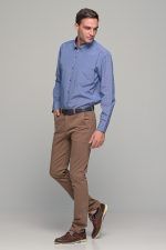 Καρό ανδρικό πουκάμισο PAPARAZZI μπλε σιελ με τσεπάκι - Classic fit