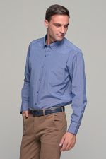 Καρό ανδρικό πουκάμισο PAPARAZZI μπλε σιελ με τσεπάκι - Classic fit