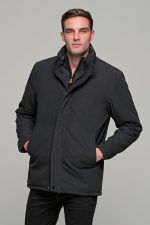 Μαύρο ανδρικό μπουφάν τύπου τζάκετ - regular fit