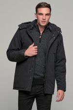 Μαύρο ανδρικό μπουφάν τύπου τζάκετ - regular fit