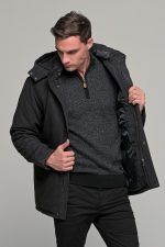 Μαύρο ανδρικό μπουφάν τύπου τζάκετ - regular fit