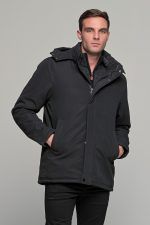 Μαύρο ανδρικό μπουφάν τύπου τζάκετ - regular fit