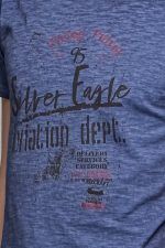 Μπλε ανδρικό κοντομάνικο T-SHIRT με ξέβαμμα washed