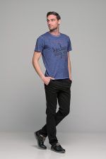 Μπλε ανδρικό κοντομάνικο T-SHIRT με ξέβαμμα washed