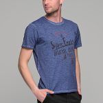 Μπλε ανδρικό κοντομάνικο T-SHIRT με ξέβαμμα washed