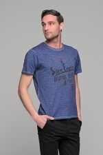 Μπλε ανδρικό κοντομάνικο T-SHIRT με ξέβαμμα washed
