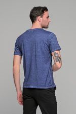 Μπλε ανδρικό κοντομάνικο T-SHIRT με ξέβαμμα washed