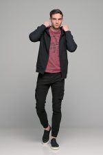 Κόκκινο μπορντό ανδρικό κοντομάνικο T-SHIRT με ξέβαμμα washed